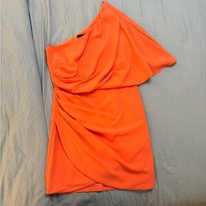 DO+BE Vibrant Orange One-Shoulder Dress